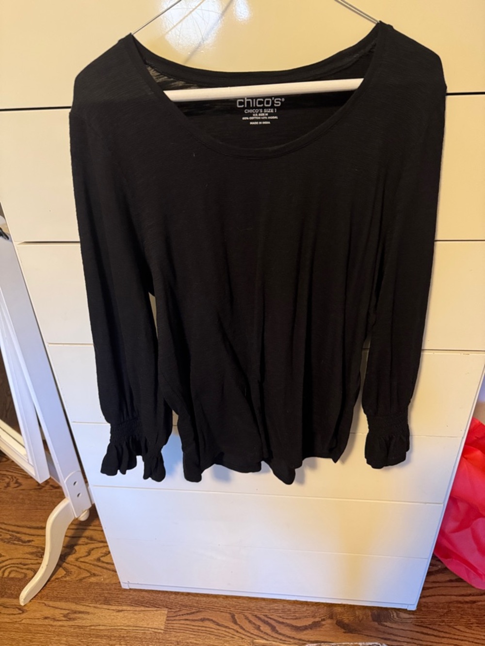 Chico's Black Long-Sleeve Top with Ruffle Cuffs
